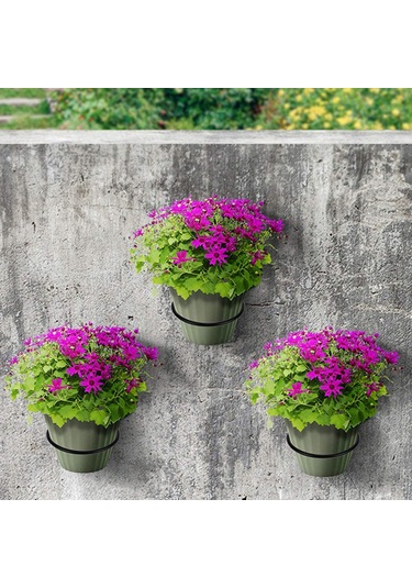 Hangfox 8 İnç Dikey Duvar Askılı Demir Çiçeklik Halkası - Saksı Düzenleme Ve Depolama Çözümü 1 Adet Siyah