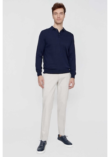 Basic Dinamik Fit Rahat Kesim Polo Yaka Triko Kazak 99kc017001210 Marine