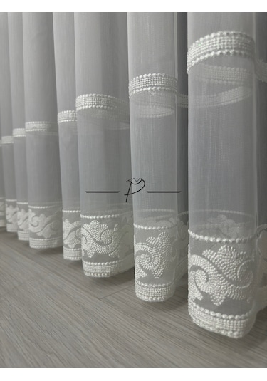 Tül Perde Etek 3 Hiza Hürrem Desen Etek İşleme Ekru