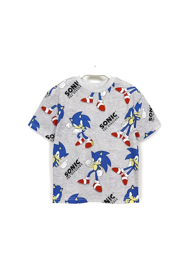 360 Derece Kirpi Sonic Baskılı Erkek Çocuk Gri Renk Tişört 001-0002057 Gri
