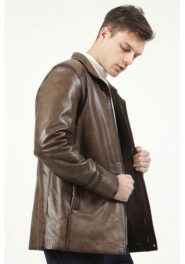 Dericlub E-992 Gerçek Deri Erkek Kaban-Vizon