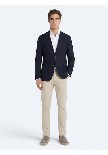 Kip Lacivert Mikro Regular Fit %100 Yün Ceket