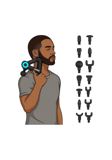 12 Farklı Başlıklı Profesyonel Masaj Tabancası - Kas Gevşetici Ve Yorgunluk Giderici Masaj Aleti 4741 Açık Mavi