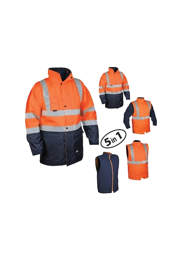 Glp Oxford 5+1 Reflektörlü Içi Çıkmalı Kışlık Parka Mont Turuncu Lacivert Turuncu - Lacivert