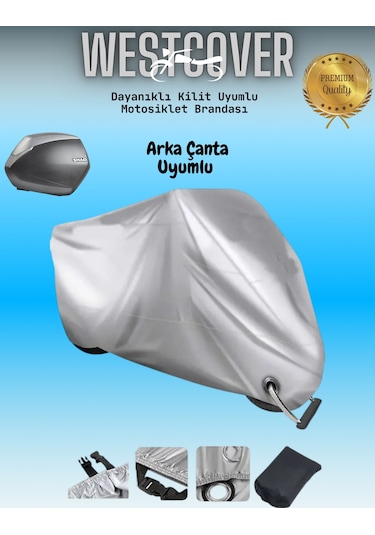 Arora Cg50 Arka Çanta Uyumlu Gri Kilit Uyumlu Motosiklet Brandası,motor Örtüsü