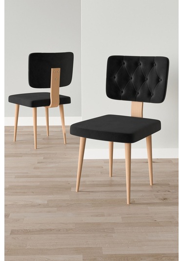 Lars Atlantik 80x132 Açılabilir Mdf Masa Yemek Odası Takımı,mutfak Takımı 4 Adet Sandalye Siyah