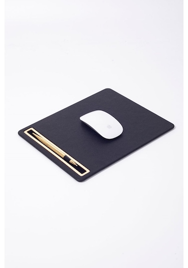 Turgut Office Deri Mousepad Siyah Gold Detaylı