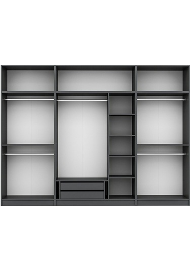 Kale 7 Mebran Panjur Kapaklı 2 Çekmeceli Dolap Ve Yüklük Antrasit 235cm Antrasit