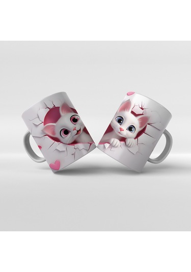 Baskılı Kupa Bardak Sevimli Kedi - 22