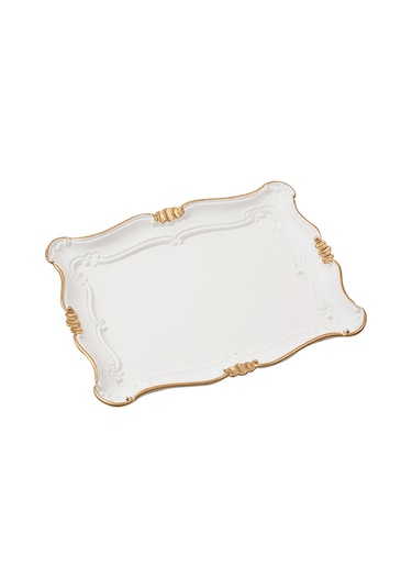 Madame Coco Camelote Varaklı Büyük Tepsi 1plse03243x34x9cm-soft Ekru