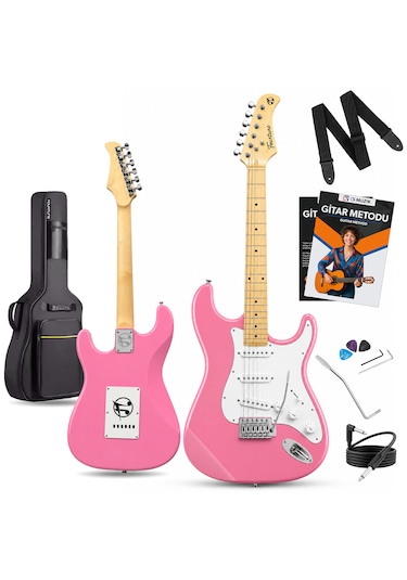 Fourtune Atlas Eg-1000pk Maple Klavye Strat Kasa Sss Pembe Elektro Gitar Seti