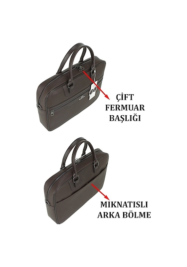 Case Club Erkek Evrak Çantası Omuz Askılı 15,6'' Laptop Bölmeli Kahverengi