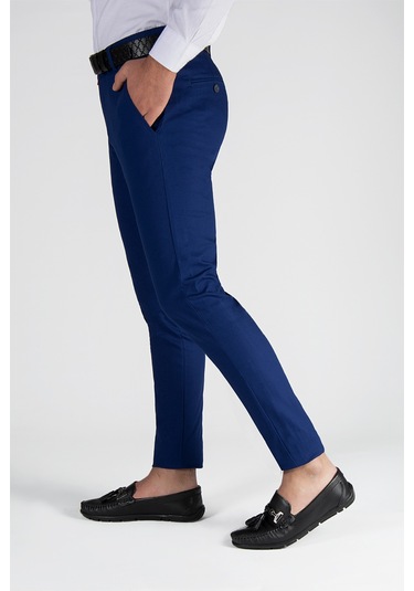Mavi Slim Fit Pamuklu İtalyan Kesim Pantolon Mavi