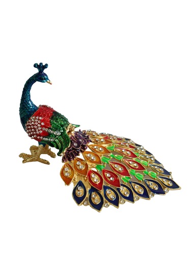 Kristal Taşlı Metal Tavus Kuşu Biblo Dekoratif Ve Şık Aksesuar