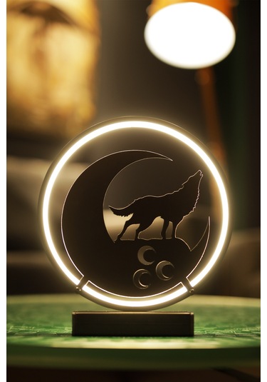 Bozkurt Ve Üç Hilal Metal Led Masa Lambası Dekoratif Işıklı Gece Lambası Türk Motifli Tasarım Aykurt