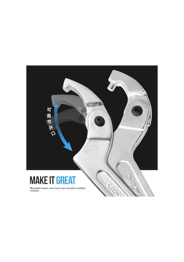 Aubyhe Sentian Alyüminyum Alaşımlı Ayarlanabilir Yarım Ayı Anahtar, Su Sayaçları Ve Amortisör Somunları İçin 115-170mm, Ergonomik Tutuş, Şok Emici