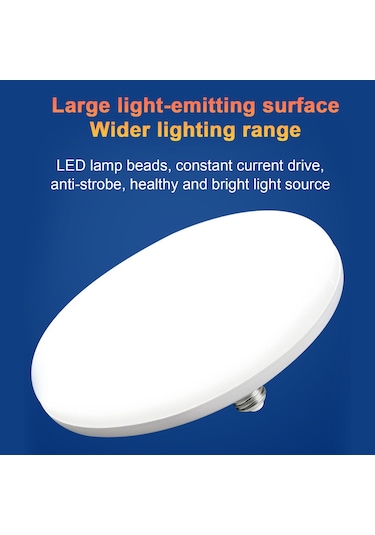 Geeroyoo E27 Vidası İle 18w Led Uçan Daire Lamba - 6500k Beyaz Işık, Süper Parlak Ve Enerji Tasarruflu