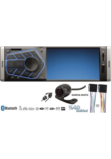 Ekranlı Multicolour Oto Teyp Bluetooth/Usb/Sd Kamera