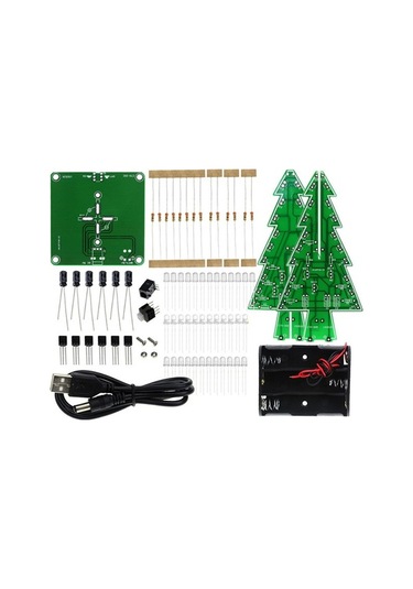 Pazly Dıy Renkli Kolay Yapım Led Işık Müzikli Noel Ağacı Yeşil Dekor