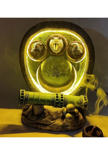 Sahi Topu Tuğra Dekoratif Işıklı Konik Tütsülük