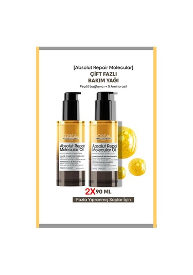 Loreal Professionnel Absolut Repair Molecular Çift Fazlı Saç Bakım Yağı 90 Ml X 2 Adet