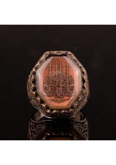 İslami Erkek Yüzük - 925 Ayar Gümüş Ve Cami Sembol Tasarımı Gümüş