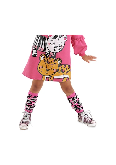 Denokids Mshb&g Leopar Desenli Pembe Kız Çocuk Tozluk Pembe