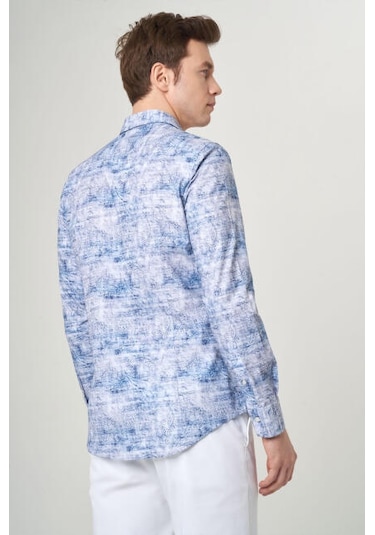 Bisse Erkek Slim Fit Uzun Kollu Spor Gömlek Mavi Gm22y221038 K35 Mavi