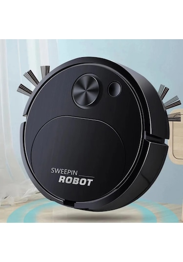 Yeni Usb Süpürme Robotlu Süpürge 3 In 1 Akıllı Kablosuz 1500pa Anlamak Ev Ofis Black Siyah