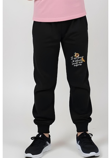 I Am Poised Baskılı Kız Çocuk Tişört Ve Eşofman Alt-üst Takım Açık Pembe