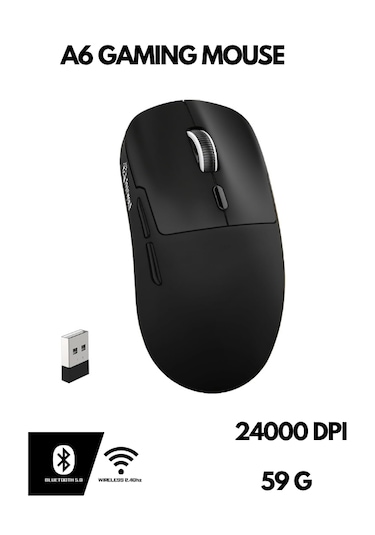 Freewolf A6 Kablosuz Oyuncu Mouse Paw3311 1000 Hz 24000 Dpı Profesyonel Bluetooth Üç Modlu Bağlantı -