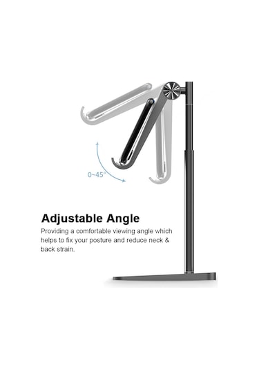 Honmex Zzj-2 Aluminyum Telefon Ve Tablet Tutucu, Ağırlıklandırılmış Tabanlı, Yüksek Sabitlik, Açı Ve Yükseklik Ayarlanabilir, Tüm Telefonlarla Uyumlu, Gümüş Standart Tipi