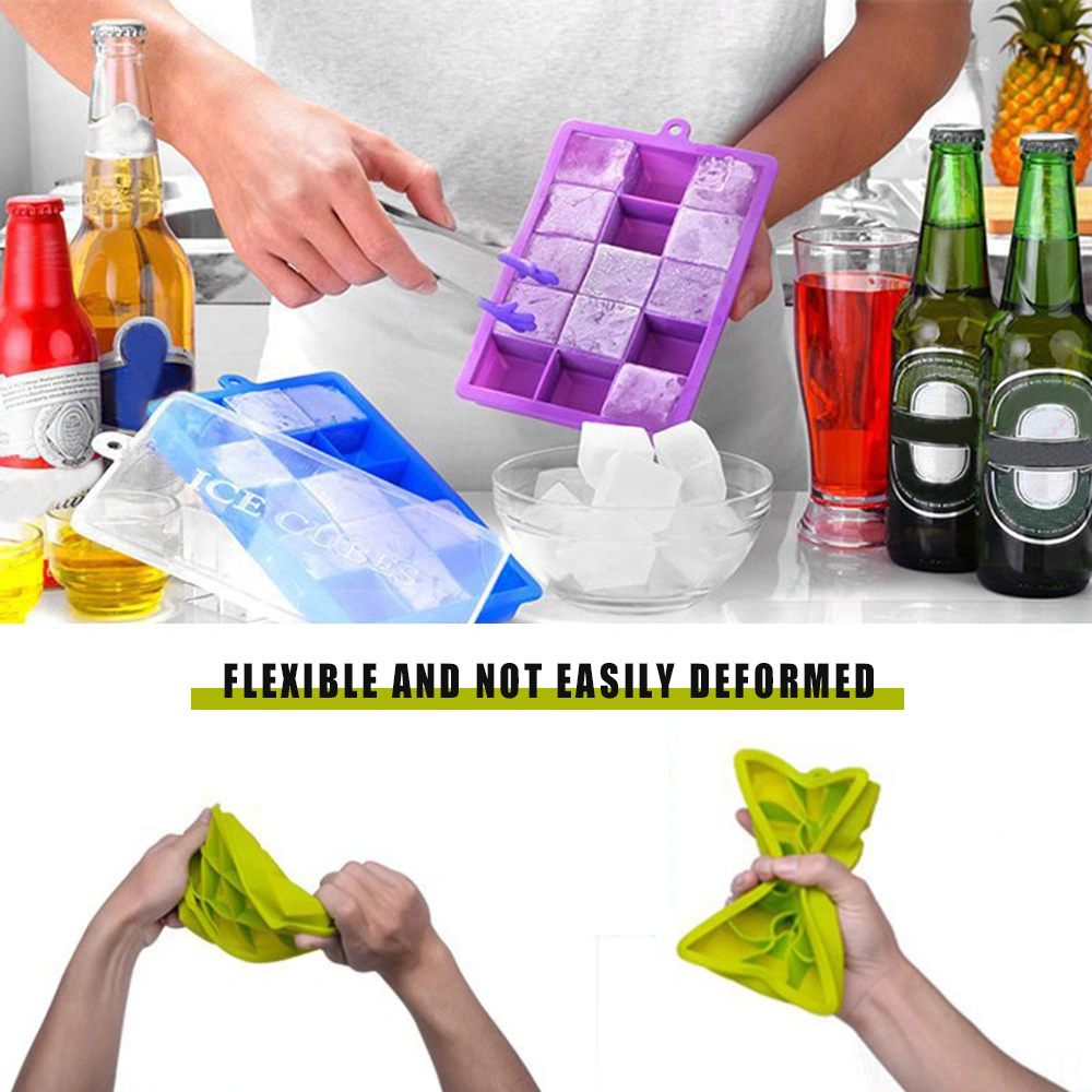 Padalink 15 Delikli Silikon Buzluk Kalıbı, Isı Ve Soğuğa Dayanıklı, Çıkarımı Kolay, Kapatıcı Kapağıyla, Çikolata Ve Pasta Pişirme, Bebek Yemeği Depolama, Pembe Çok Renkli