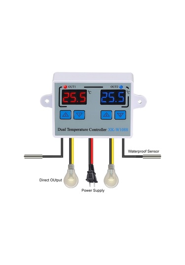 Dianziye 12v Akıllı Dörtlü Kontrollü Dijital Termostat - Soğutma-ısıtma, Su Seviyesi, İç/harici Sıcaklık Gösterimi, -55 120 C Aralığı