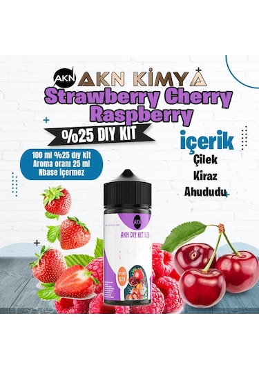 Strawberry Cherry Raspberry Yoğun Dıy Kit Çilek Kiraz Ahududu Gıda Aroması %25 Oranda Aroma İçerir Hazır Değildir 100 Ml