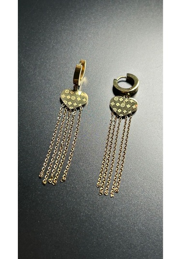 Kalp, Sallantılı, Paslanmaz Çelik Küpe 561, Altın Renk Altın