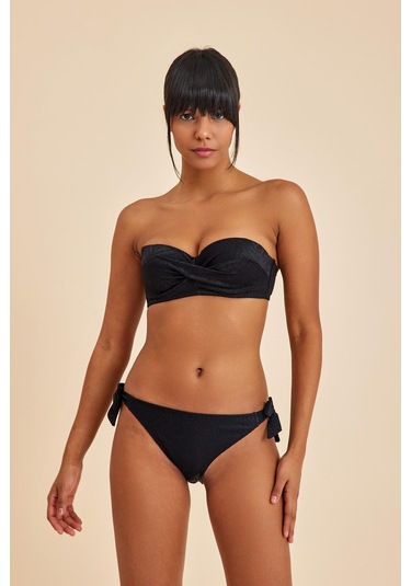 Bali Siyah Dolgulu Straplez Push-up Bikini Takım Siyah