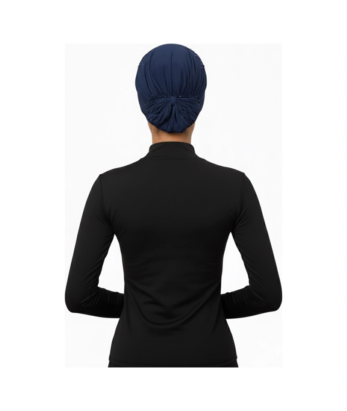 Topuzlu Lacivert Hazır Türban Tesettür Bone Lacivert