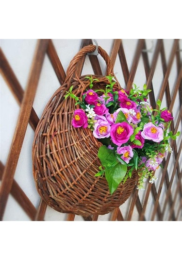 Xindoker Doğal Deniz Çimi Oluşturulan Duvar Montajlı Süs Çiçek Sepeti - Ev Bahçe Dekorasyonu İçin Fonksiyonel Bitki Taşıyıcı Çok Renkli