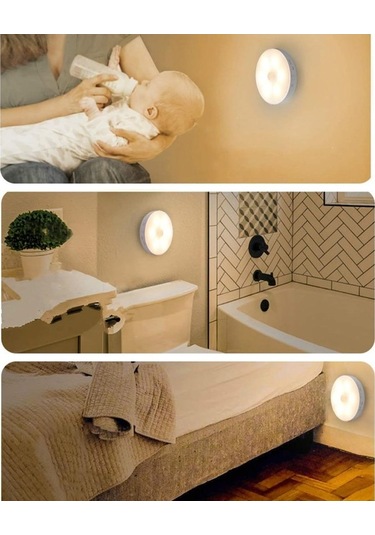 Hareket Sensörlü Usb Şarjlı Led Duvar Lambası, Dolap Aydınlatması, Akülü Gece Lambası Seti 6 Adet, Beyaz Işık Diğer Diğer
