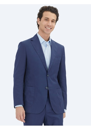 İndigo Düz Comfort Fit Takım Elbise İndigo