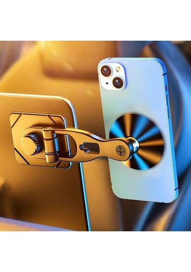 Moly Manyetik D29 Araç Telefonu Tutucu, Yüzen Ekran, Katlanır, Siyah, Metal, Stabil, 360 Derecelik Konumlandırma Siyah