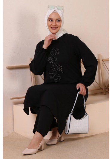 Kadin Buyuk Beden Alt-üst Takım Cepli Ve Taş İşlemeli 001