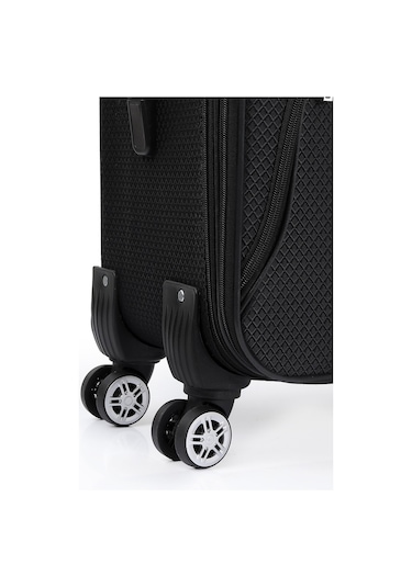 Oleets 8 Tekerli Su Geçirmez Kumaş Orta Boy Valiz Siyah