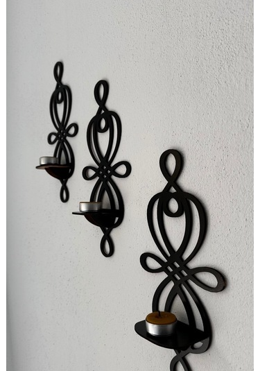 3 Lü Ahşap Duvar Mumluk Seti