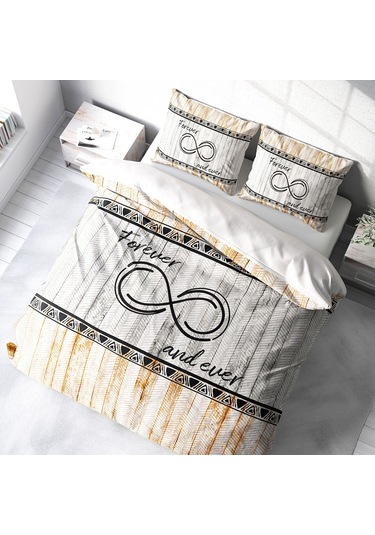 Monohome Forever And Ever 3D Pamuk Saten Çift Kişilik Nevresim Ta Çok Renkli