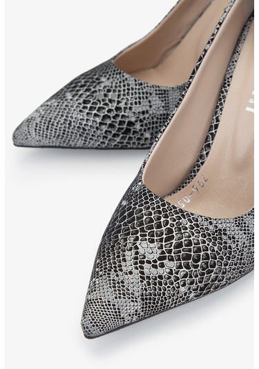 Valmenti Rigel Kadın Siyah Yılan Hakiki Deri Topuklu Ayakkabı 923 796-1 Bn Ayk Y24 Siyah