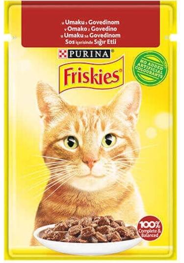 Purina Friskies Sığır Etli Soslu Pouch Yetişkin Kedi Yaş Maması 26 x 85 G