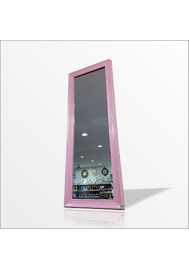110Cm Pudra Pembe Çerçeveli Salon Antre Banyo Duvar Boy Aynası Pembe