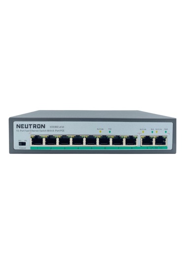 Neutron NT-PS08-120 8 Port Poe + 2 Port Uplink 250 M 120 W Poe Switch